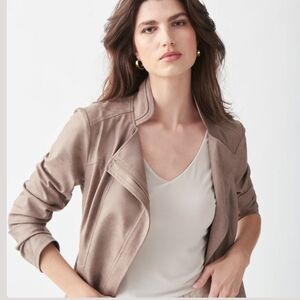 Joseph Ribkoff Women's Tan Faux Suede Moto Jacket Size Small